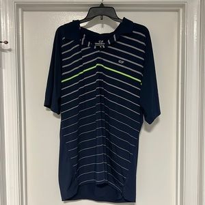 Vineyard vines mens XL polo. Navy blue with grey stripes and one green stripe